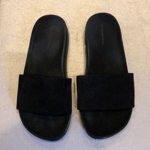 Alexander wang black suede slides.